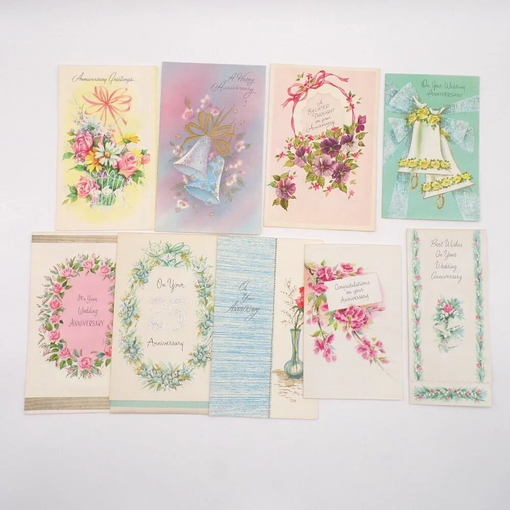 VTG Anniversary Assortment Box 12 Cards Unused Scrapbooking Journaling Ephemera